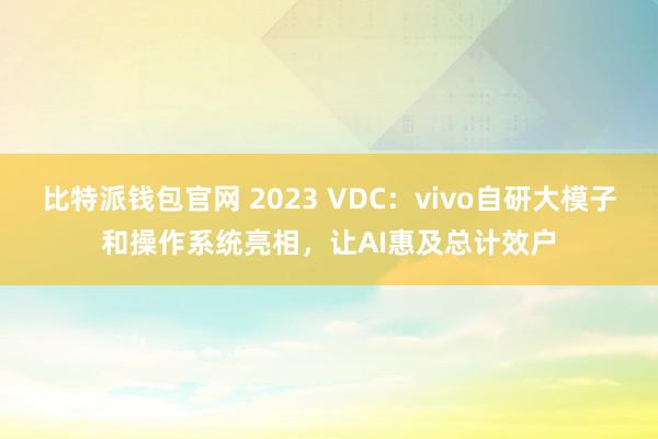 比特派钱包官网 2023 VDC：vivo自研大模子和操作系统亮相，让AI惠及总计效户
